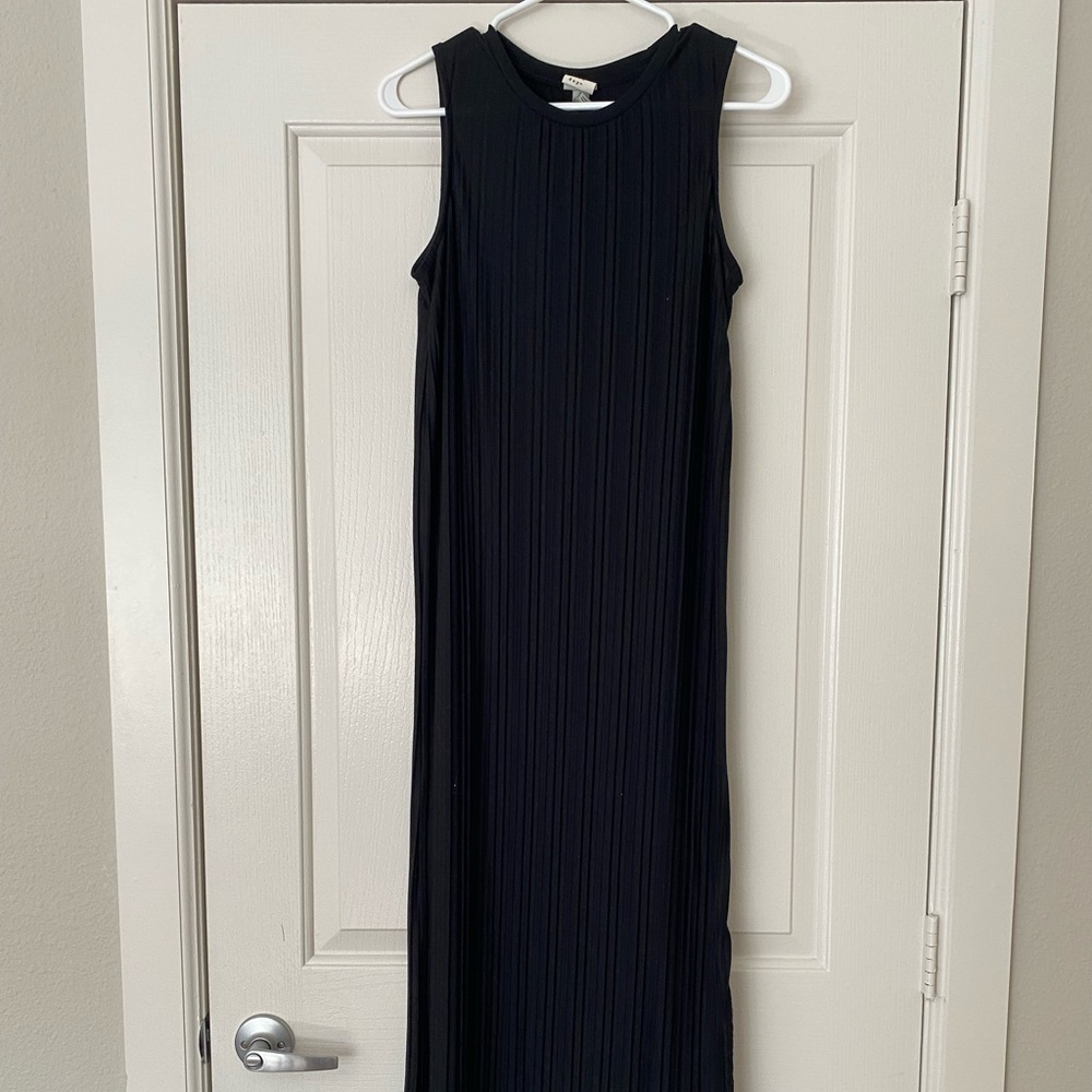 Midi Ribbed Black Dress